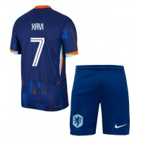 Camisa de Futebol Holanda Xavi Simons #7 Equipamento Secundário Infantil Europeu 2024 Manga Curta (+ Calças curtas)